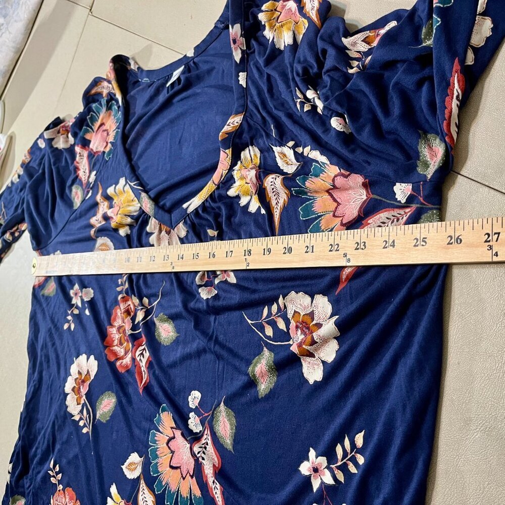 Old Navy XXL Floral Blouse Dark Blue - Picture 8 of 8
